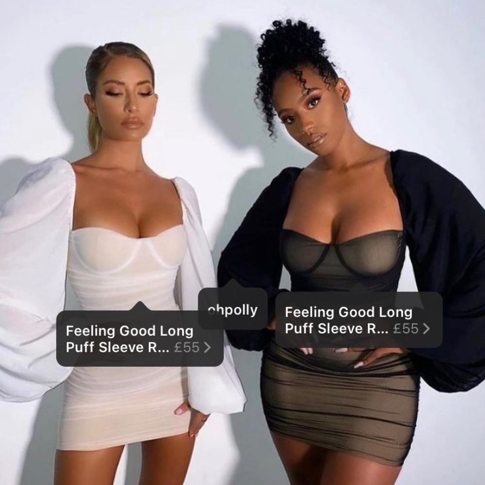 Oh Polly feeling good long puff sleeve rushed mesh